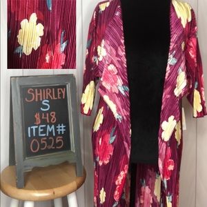Maroon Kimono with Pink and Gold/Tan Flowers